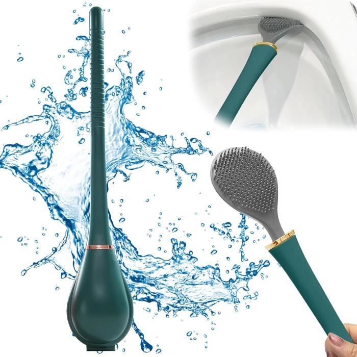 Brosse De Toilette,Brosse De Toilette Murale En Silicone,avec Support,manche Long,ensemble De