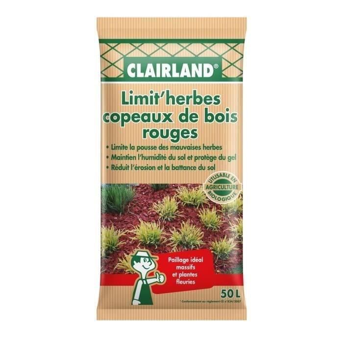 CLAIRLAND Copeaux de bois rouge Limit’herbes - 50 L