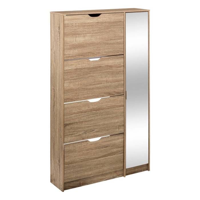 Meuble range-chaussures x24 miroir effet chêne naturel - 5 five simply smart