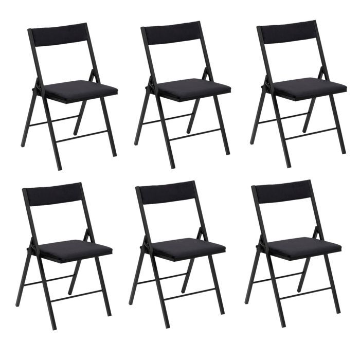 Tabouret Pliant Noir 44 Cm - Design Simple, Rond, Acier Et PVC
