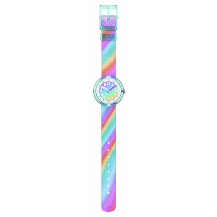 Montre enfant - FLIK FLAK - Liquid Rainbow - Tissu multicolore - Quartz Swiss Made - Étanche