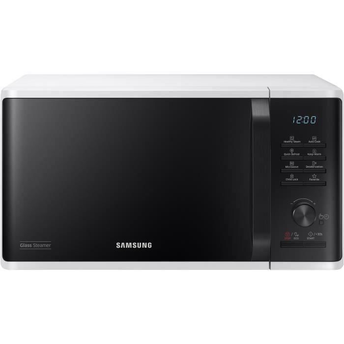 Micro-ondes solo 23L - SAMSUNG - MS23K3555EW - Blanc - Contrôle électronique + bouton - Fonction mai