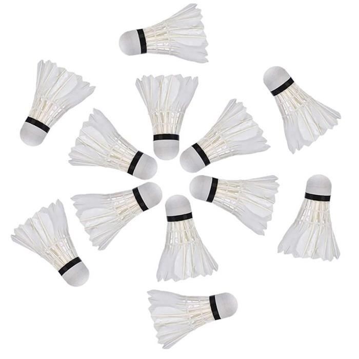 Lot De 12 Volants De Badminton PRITOK - Plume D'Oie & Tête En Liège - Pour Entraînement Et Match