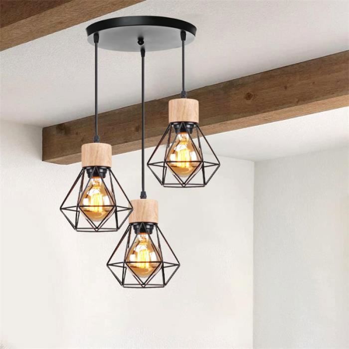 Abat-jour Suspension Cage Industrielle Noir - LED_Sone - Diamètre 21 Cm