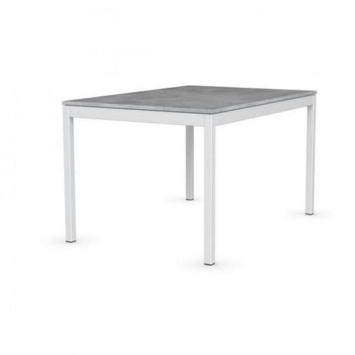 table extensible snap  gris béton piétement laqué blanc 120x80 cm gris bois inside75