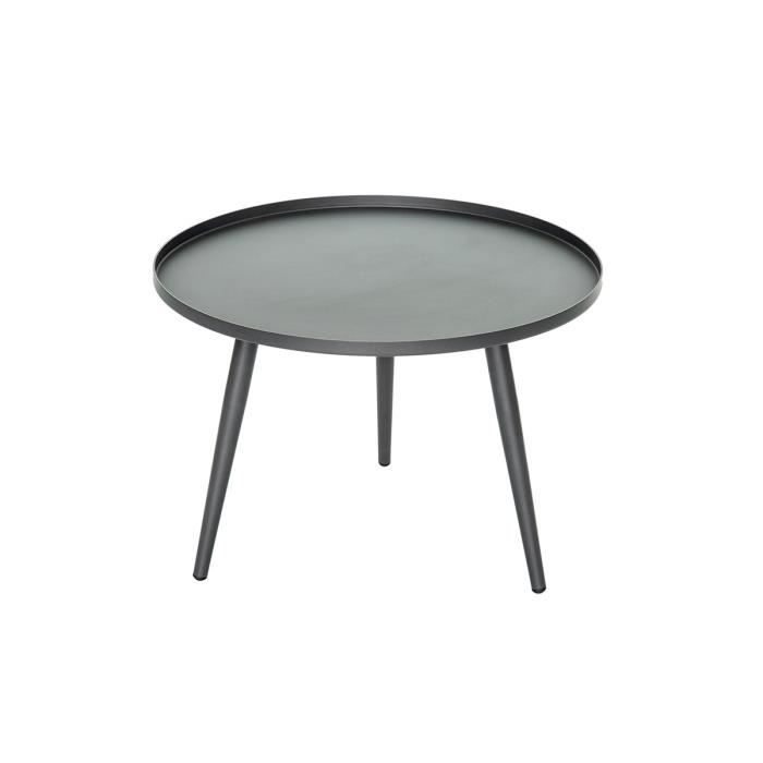 table basse gigogne ronde en aluminium antiparos - jardiline - gris - 60 x 42 cm