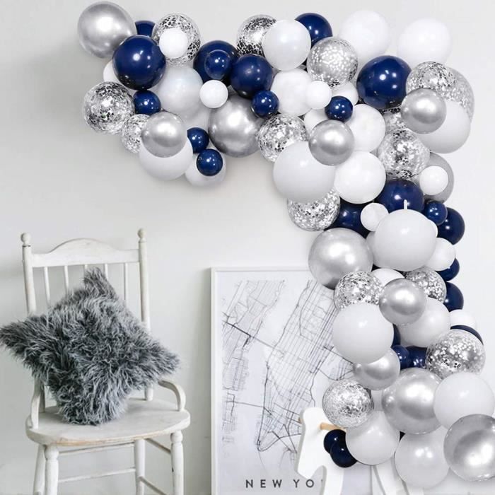 Kakoo 1 Pcs Bleu Marine Blanc Argent Confettis Ballons Arch Kit Pour Douche Nuptiale Fete D Anniversaire Anniversaire Decorations Cdiscount Maison