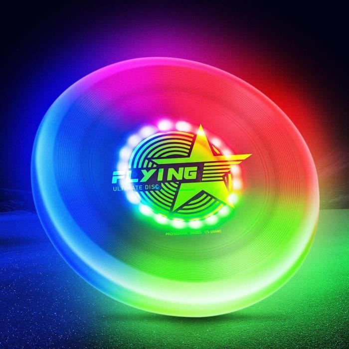 Frisbee LED – 38 Lumières, 12 Modes, Rechargeable, 155 G, Pour Nuits à La Plage Ou Au Parc