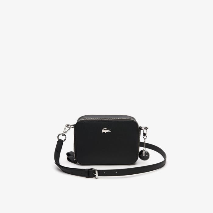 Lacoste Petit sac bandouliere femme 2 compartiments Daily Classic nf2772dc black 000 taille 15 cm Cdiscount Bagagerie Maroquinerie