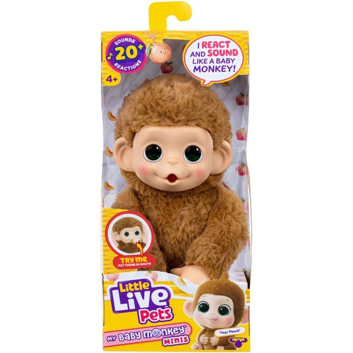 Peluche Little Live Pets Animal 26766 – Bébé Singe Mini Caramel, Interactif - vue 2