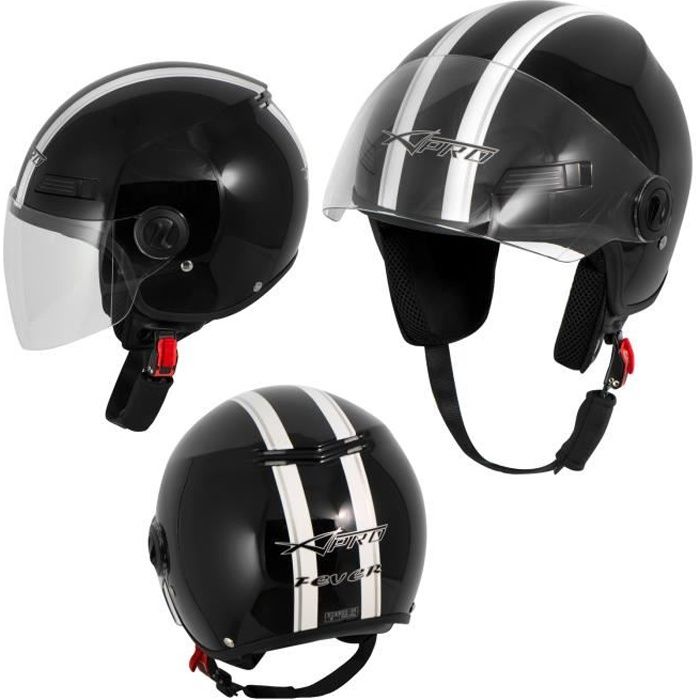 Casque avec Moto Scooter Quad Jet Visiere ECE 22 Bleu Clair L 