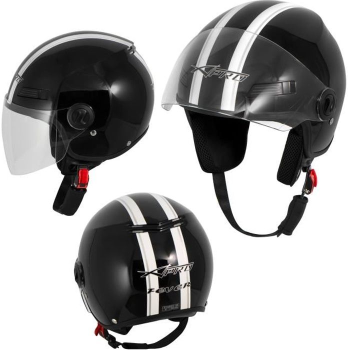 Casque Avec Moto Scooter Quad Jet Visiere ECE 22 Noir XS