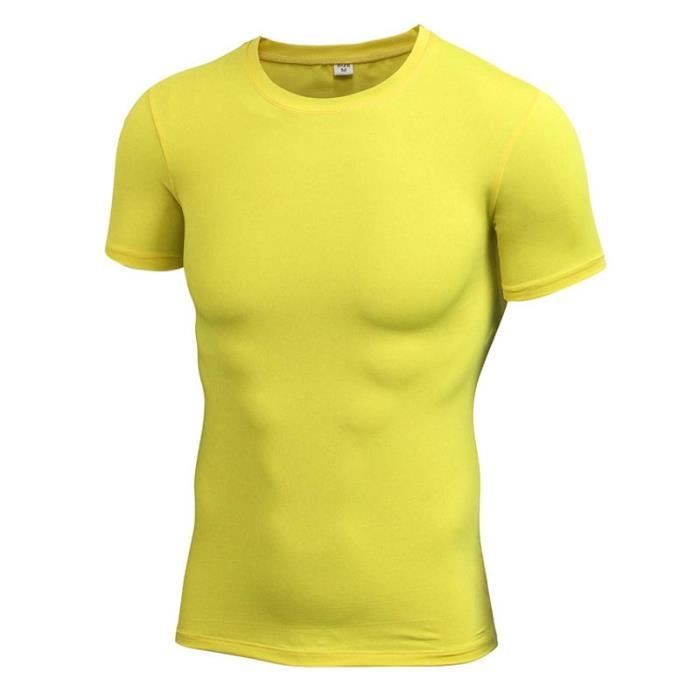 T-shirt fitness compression homme Manches courtes 3D