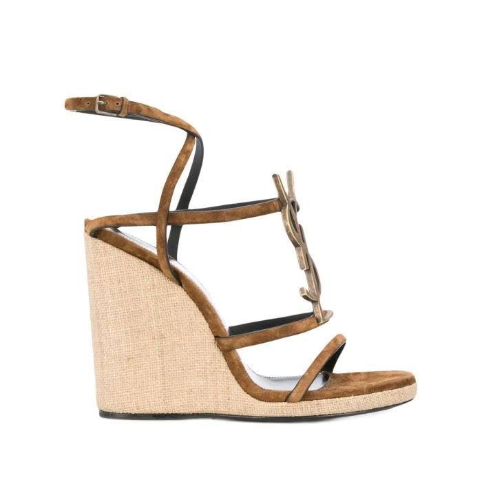 SAINT LAURENT FEMME 6067660LITT2330 MARRON SUÈDE CHAUSSURES COMPENSÉES -  Achat / Vente SAINT LAURENT FEMME pas cher - Soldes sur Cdiscount