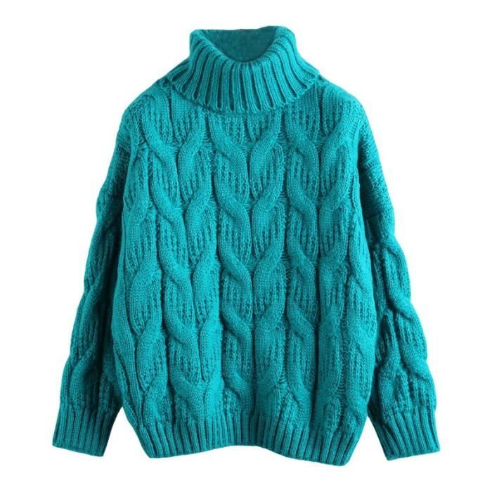 PULL Pull en tricot epais et chaud pour femme surdimensionne decontracte collection hiver 2019 Type Green Blanc Cdiscount Pret a Porter