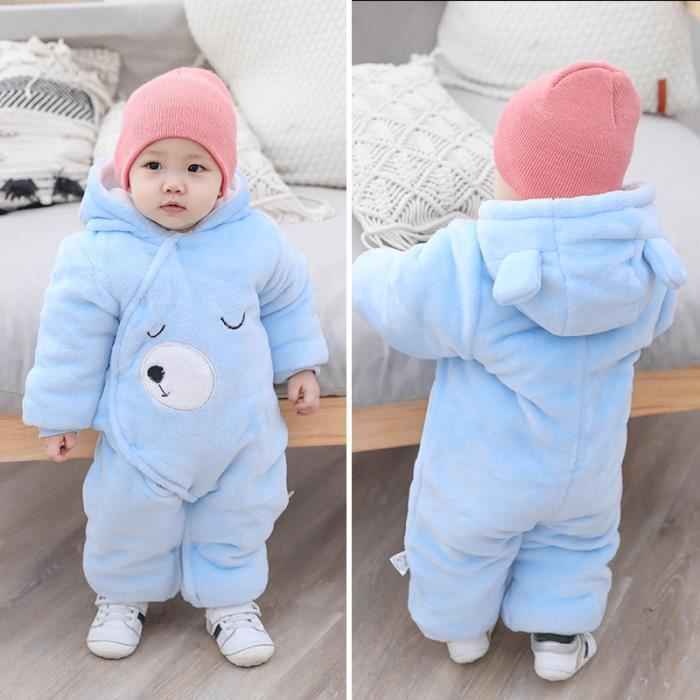 Nouveau-Né Bébé Garçon Hiver Polaire Combinaison Solide À Capuche  Barboteuse Manteau Chaud Outwear Bleu - Cdiscount Prêt-à-Porter