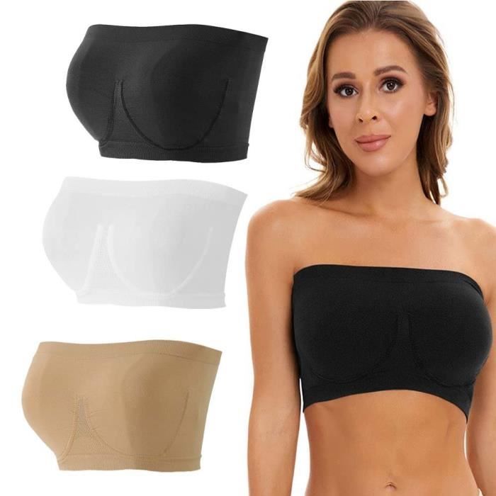 Lot de Tube Top Femmes Soutien-Gorge Bretelles sans Couture Lingerie  Noir