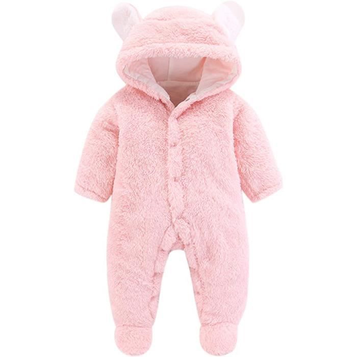 Grenouillères à Capuche Bébé Naissance Manches Longues Combinaison Barboteuse Ensemble de Pyjama