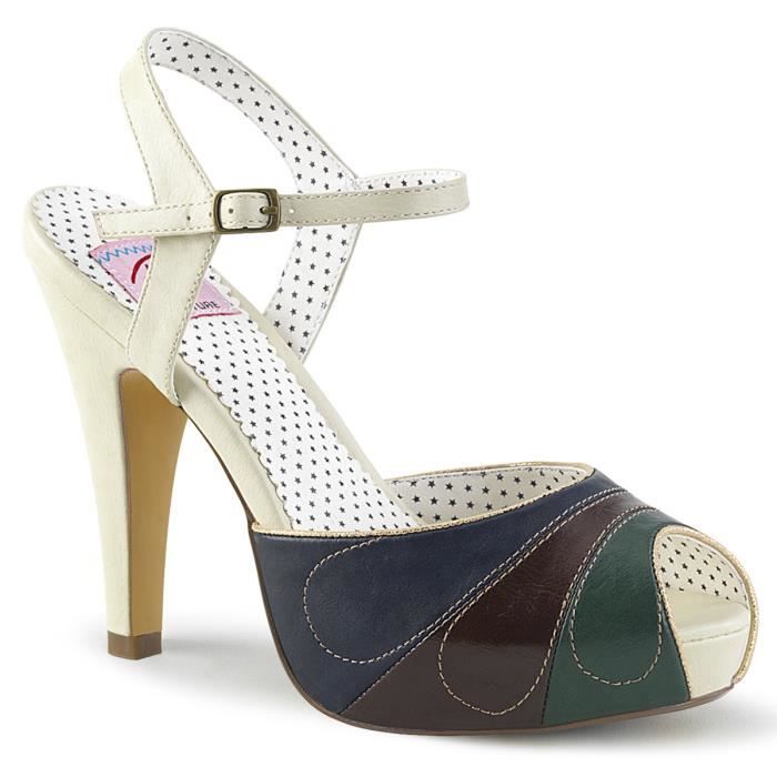 Escarpins Femme Pin Up Couture - Talon 10 Cm, Bride T, Orteil Décolleté, Décoration Nœud