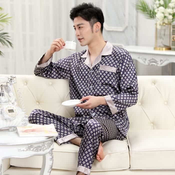Ensemble pyjama 2 pi ces Manches longues pantalon Pyjama homme