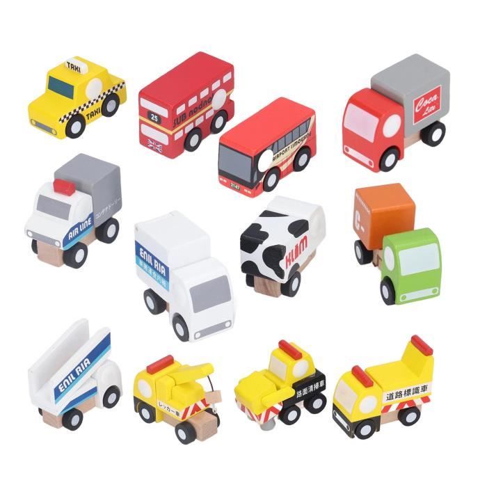 Couleur F Mini voitures en bois pour enfants, camion, avion, jouet