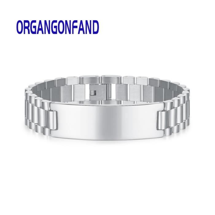 organgonfand bracelet homme simple et brillant en acier titane de haute qualité bracelet 15mm-argent