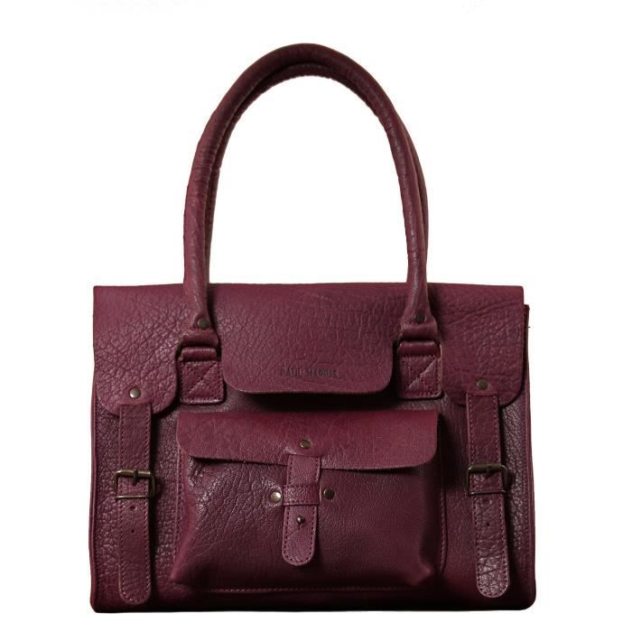 Paul Marius LE RIVE GAUCHE M Prune sac bandouli?�re cuir de buffle pleine fleur style vintage 