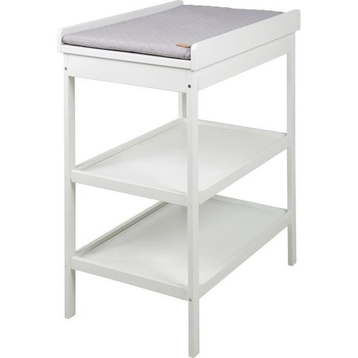 ROBA Table à Langer + Matelas à Langer gris piqué roba Style - Laqué Blanc