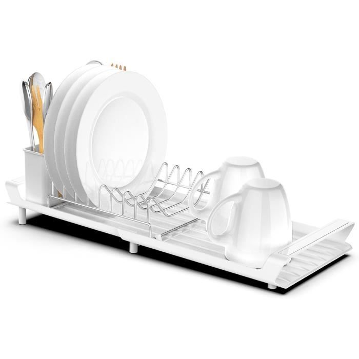 Égouttoir à Vaisselle 3 Niveaux LANTUS, Acier Inoxydable, Grand Support Avec Porte-baguettes Et Bec Orientable 360°, 42x25x43.5cm