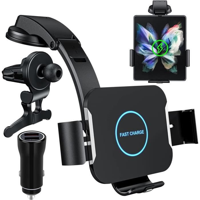 Globaltone Support de voiture pour téléphone cellulaire Sans-fil Qi avec succion et chargeur par induction