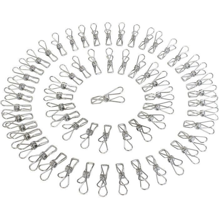 120 Pinces à Linge En Inox - Multi-usages, Antirouille, Pour Vêtements, Serviettes, Documents
