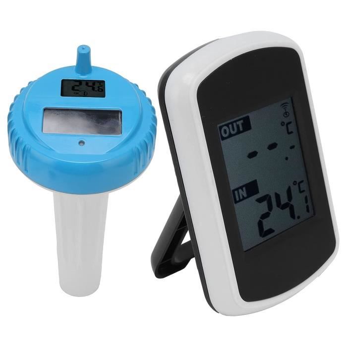 FORMIZON Thermomètre Piscine Solaire Lumineux RGB – Écran LED, Recharge Type-C, Câble & Corde, IP68, Pour Piscine, Spa, Étang (Blanc)