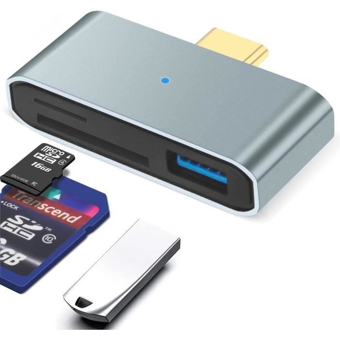 ViewTek RD320 - Lecteur Enregistreur de Carte SD & Micro SD pour Ports USB  / Micro USB / USB-C (USB Type-C) / OTG - Lecteur externe 4 en 1 USB2.0 