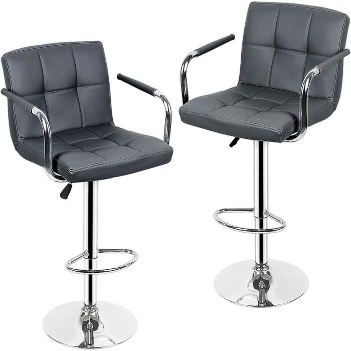 COSTWAY Lot De 2 Tabourets De Bar Extérieur - Tissu Beige, Cadre Métal, Accoudoirs, Repose-pieds - 76x62x130 Cm, Max 150 Kg - 11