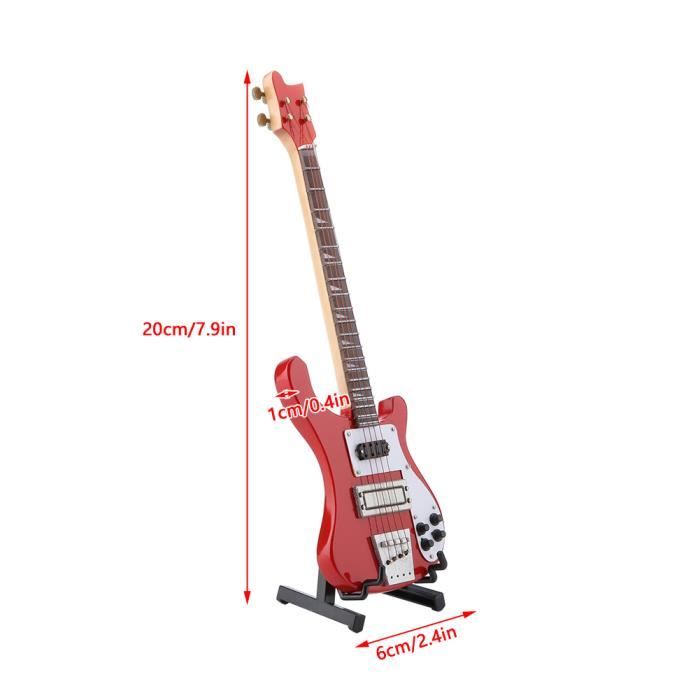 Mini Guitare Électrique Rouge Avec Support Et Étui - Décoration Musicale