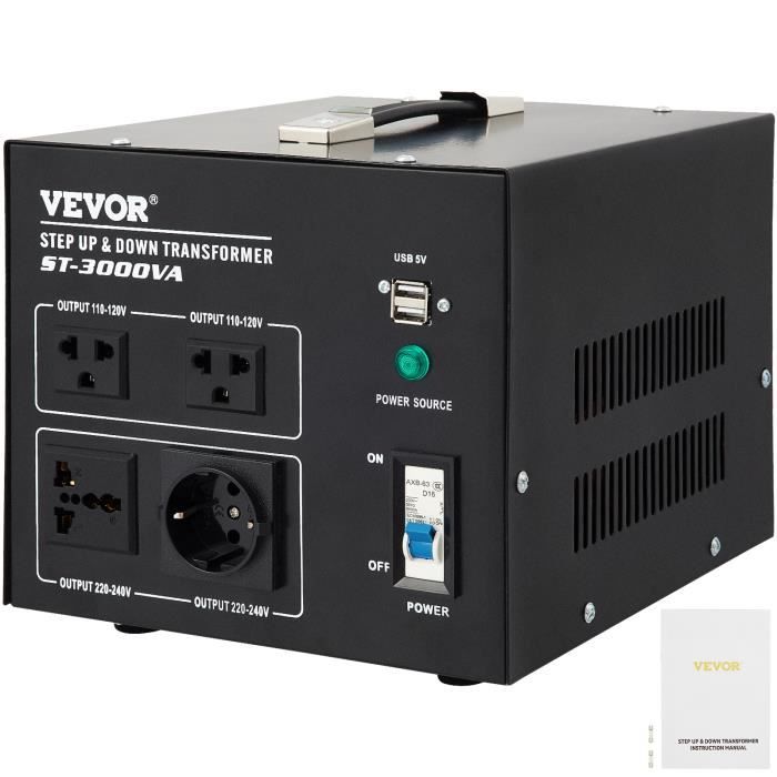 VEVOR Transformateur 110 - 120 V - 220 - 240 V Convertisseur de Tension 3000 W