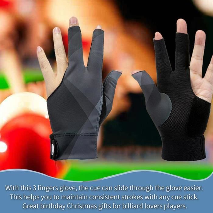 VGEBY gants de queue de billard Gants de billard à 3 doigts ouverts pour  hommes et femmes, élastiques, antidérapants, sport poids - Cdiscount Jeux -  Jouets