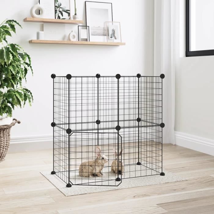 Meilleurs prix pour 3114033  vidaXL Cage animaux de compagnie à 12 panneaux et porte Noir 35x35 cm