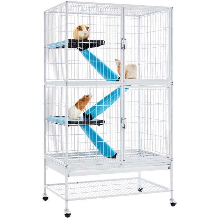 Comparer les prix de Yaheetech Cage Rongeur 4 Niveaux Cage Hamster Cage Cochon d'inde Cage pour Furets-écureuils-Chinchillas-Rat  Blanc 78x51x137cm