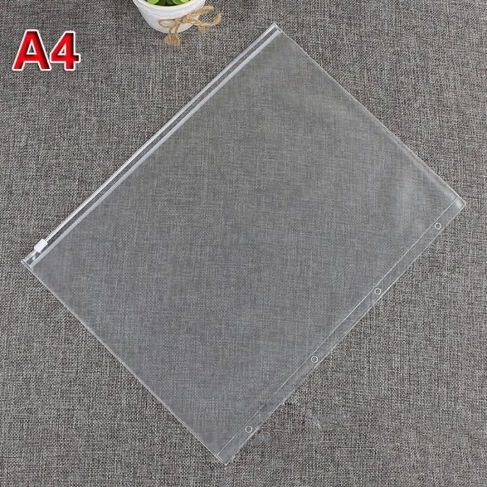 POCHETTE PLASTIQUE,4-Hole A4--Classeur de rangement en PVC transparent, pochette standard 