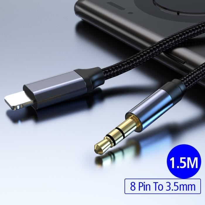 ADAPTATEUR RESEAU,Gray 1M no logocâble Audio AUX pour iPhone 11 12
