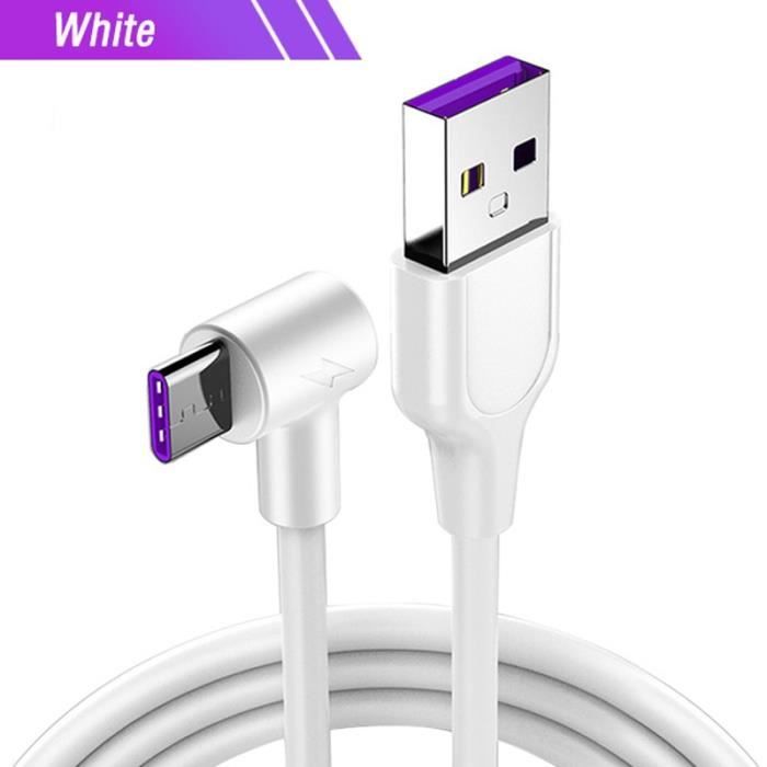White2m câble USB type c 5A,charge rapide,3m,Supercharge,pour téléphone Huawei P30 P20 Mate 20