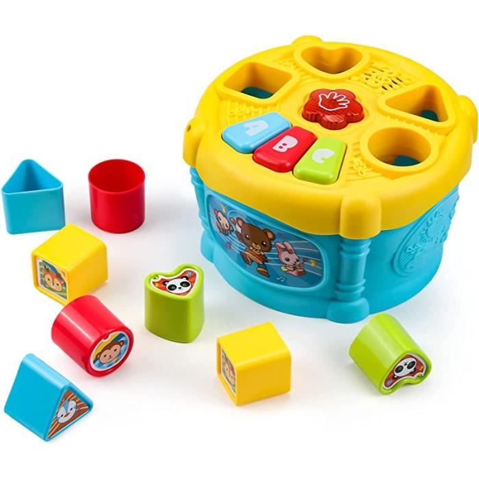 Youngwier Tambour Rotatif Montessor-i, Jouet Bébé Arc-en-ciel En Bois, Jeu Sensoriel Tambour Léger Avec Miroir Transparent, Percussions Stimulation