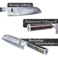 Kirosaku Couteau Japonais Santoku Premium - 18 cm - Couteau de Chef Japonais Extrêmement Tranchant en Acier Damas de Haute Qualité-1