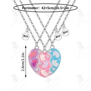 Collier D'Amitié Pour 3 Meilleures Amies Ou Sœurs - 3 Demi-Cœurs Qui S'Assemblent - Cadeau Symbolique Pour BFF