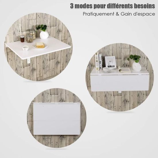 Tables design au meilleur prix, Table rabattable gain de place BATA blanc  largeur 70 cm