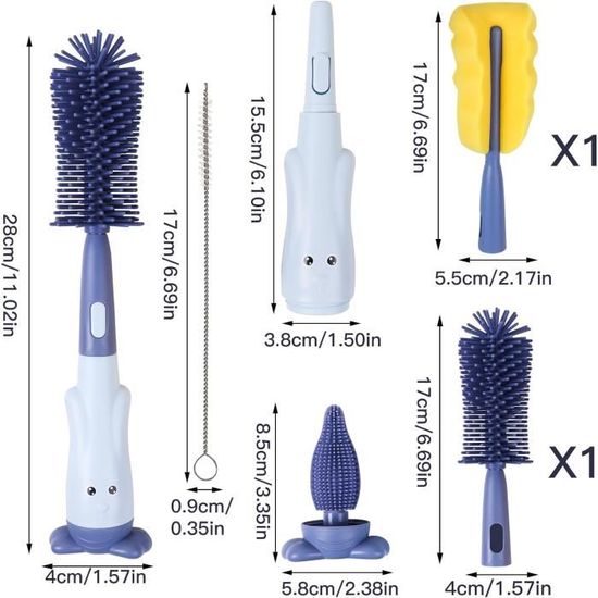 Goupillon Biberon Silicone 3 En 1 FainFun - Brosse Bébé Multifonction Pour Tétines, Pailles, Biberons Et Bouteilles