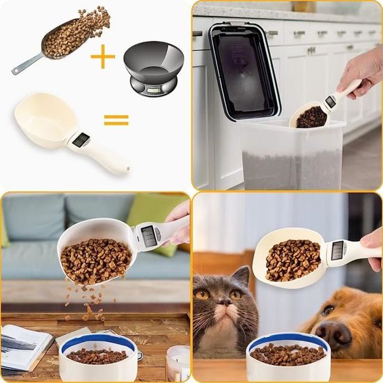 Jokapy Cuillère Numérique, Cuillère à Mesurer Électronique avec Écran LCD, Cuillère de Cuisine pour Aliments de Chiens Chats, Cuillere Doseuse Électronique g, ml, Tasse, Once