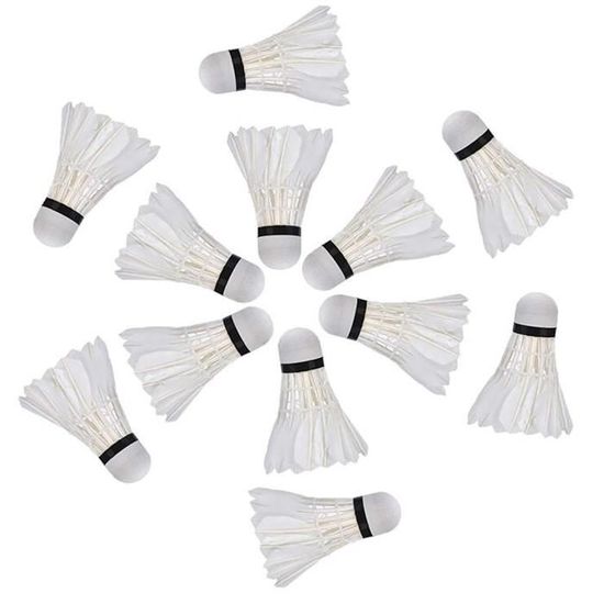 Lot de 12 volants de badminton en plumes d'oie pour intérieur et extérieur