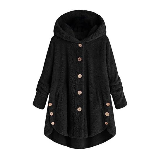 Gilet Femme Grande Taille Bouton Lache Cardigan Lache Capuche Laine Hiver Noir Noir Cdiscount Pret a Porter